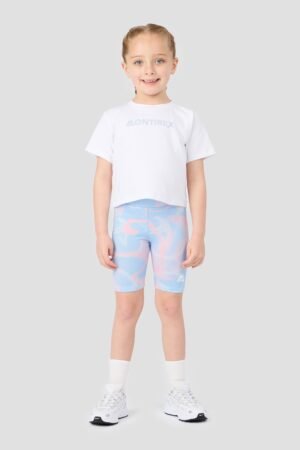 Infant Girls Swirl T-Shirt/Cycling Short Set - White/Misty Blue